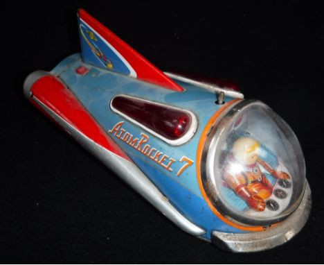 MODERN TOYS: A VINTAGE JAPANESE TIN-PLATE "Atom- Rocket 7", battery operated 