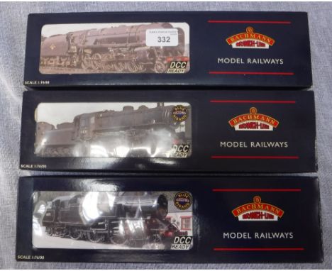 BACHMANN MODEL RAILWAYS: THREE BOXED LOCOMOTIVES, 'Fairburn Tank BR', 'Ivatt Class 4 2-6-0, BR' and 'BR9F 2-10-10 Standard'
