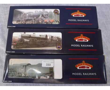 BACHMANN MODEL RAILWWAYS: THREE BOXED LOCOMOTIVES, 'Ivatt Class 2 MT BR', 'BR Crab 42942', 'BR V2 60834'
