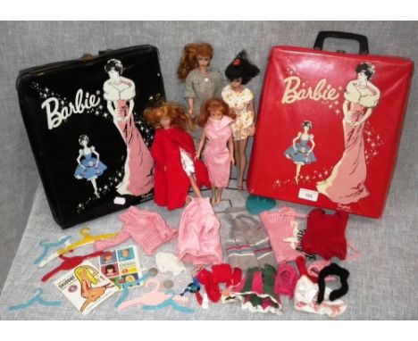 BARBIE: A VINTAGE ''PONYTAIL'' BARBIE circa 1962, by Matel. Inc with black long hair, a similar Barbie with auburn hair, a sm