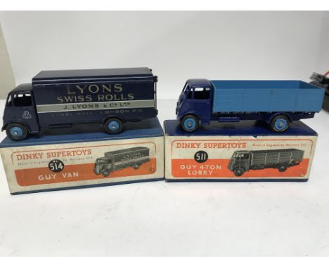 Dinky Supertoys, boxed, #514 Guy van, Lyons Swiss rolls and #511 Guy 4 ton lorry
