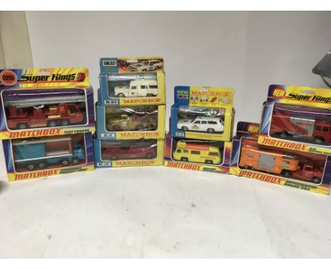 Matchbox toys, King size, Superkings and Speed kings, boxed Diecast vehicles including K6 Mercedes Benz Ambulance, K9 Fire te