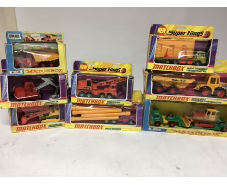 Matchbox toys, boxed Diecast vehicles including K1 Excavator, K19 Tipper truck, K13 Building transporter, K12 Mobile crane, K