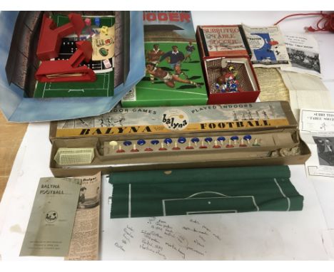 Vintage football games including Balyna football, Subbuteo table soccer and International rugger, all boxed