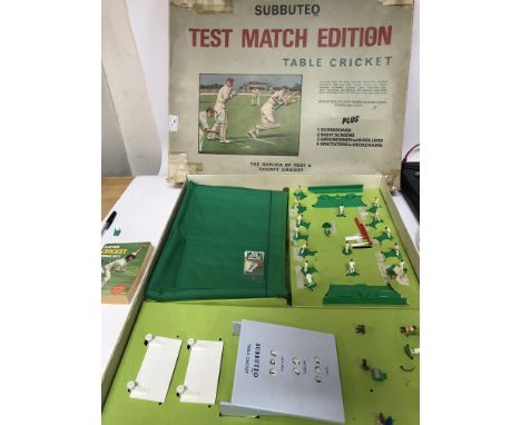 Subbuteo, boxed, Test match edition, Table Cricket, with a box of spares including players and accessories