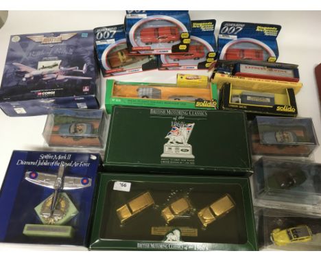 A collection of boxed Diecast vehicles including Corgi British motoring classics 1960s (gold plated), Solido Car and Horsebox