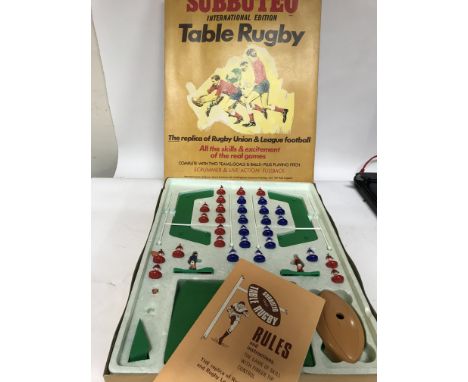 Subbuteo, boxed , International edition table Rugby, complete with loose extra teams and accessories