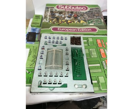 Subbuteo, European edition, Table soccer, also includes European cup, Scoreboard, corner kicker and throw in figures, boxed