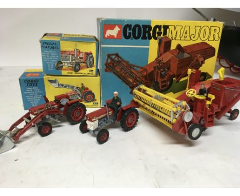 Corgi toys, boxed Diecast vehicles including #66 Massey Ferguson tractor, #69 Massey Ferguson tractor and shovel, #1111 Masse