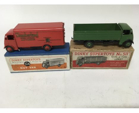 Dinky Supertoys, boxed, #514 Guy van , Slumberland, #511 Guy 4ton lorry