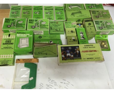 Subbuteo, boxed accessories including Goal keepers, Goals, FA cup, Scoreboard, fencing etc
