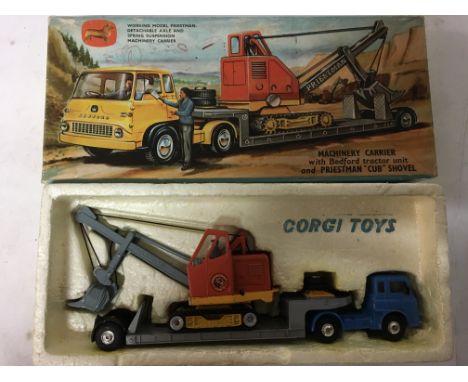 Corgi toys, boxed, Gift set #27, Machinery carrier with Bedford tractor and Priestman cub shovel.