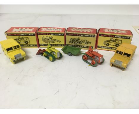 Benbros toys, Mighty Midget, boxed Diecast vehicles including #11 Tractor and hay rake, #19 Tractor and trailer and #34 AA ro
