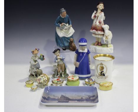 A mixed group of 20th century decorative ceramics, including a Royal Doulton figure The Favourite, HN2249, a Michael Sutty fi