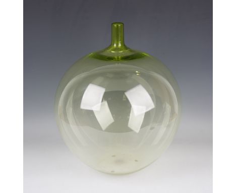 An Orrefors green glass Applet (Apple) vase, designed in 1955 by Ingeborg Lundin, etched 'Orrefors Expo Nr 32 57 Ingeborg Lun