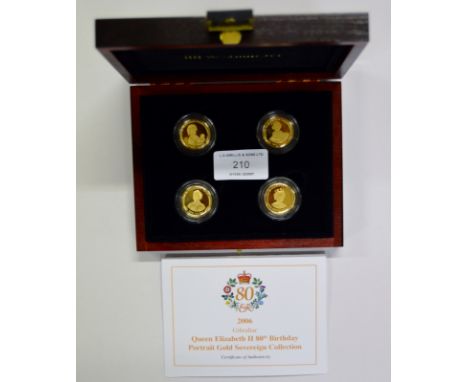 ELIZABETH II GIBRALTAR PORTRAIT GOLD SOVEREIGN COIN COLLECTION TO COMMEMORATE THE QUEEN'S 80TH BIRTHDAY