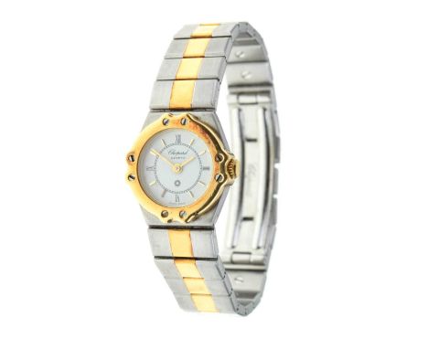 Lady's Chopard St. Moritz bi-metal quartz wristwatch, Ref: 8067, white dial with Roman and baton hour markers, 18mm diameter 