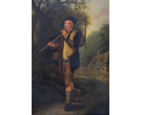 19th Century - English School - Oil on Canvas - Thresher smoking a pipe, unsigned, 54cm x 38cm, framedCondition report: Losse