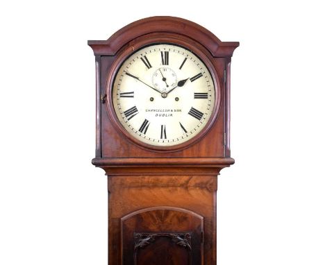 Mid 19th Century Irish mahogany-cased longcase clock, Chancellor &amp; Son, Dublin, signed 13-inch circular Roman dial with s