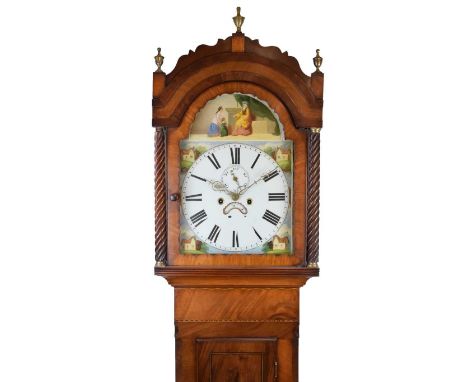 Second quarter 19th inlaid mahogany-cased 8-day painted dial longcase clock, West Country, anonymous, circa 1830, the 13-inch