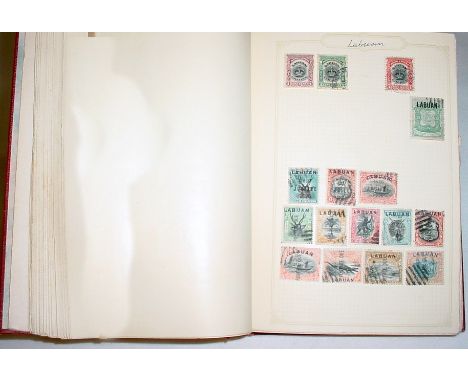 Postage Stamps; British Colonial. Red spring back Junior stamp album with a useful collection of mint and used stamps, Victor