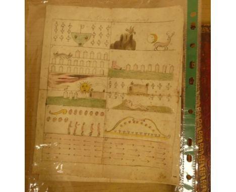 "An Indian Gazette".&nbsp;&nbsp;10 watercolour drawings (ideograms) of an otherwise forgotten event in the French-Indian war,