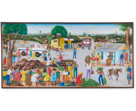 MAX PASGUIER (20TH CENTURY)CUBA, STREET SCENE Oil on canvas Signed (lower right)117 x 240cm (46 x 94¼ in.)Condition Report: C