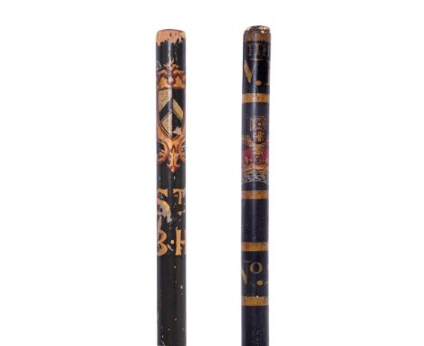 A WILLIAM IV CEREMONIAL STAFF CIRCA 1835 Inscribed 'IIII, W. R' above a crown and numbered 'No. 2'181cm long TOGETHER WITH A 