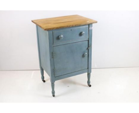 Painted Storage Cupboard with drawer above door and shelf, 62cm wide x 50cm deep x 86cm high