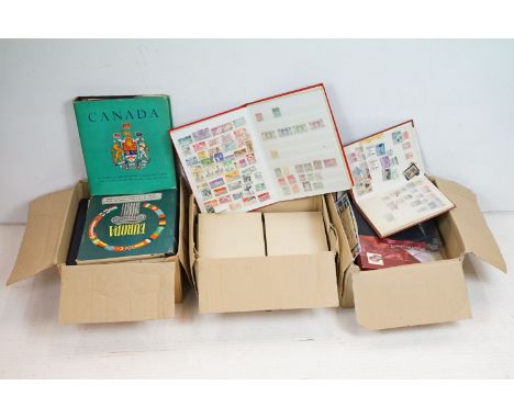 A large collection of British, World and commonwealth stamps contained within albums together with a quantity of empty stamp 