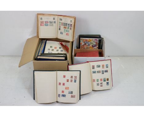 A large collection of British, Commonwealth and world stamps contained within stamp albums together with many loose examples.