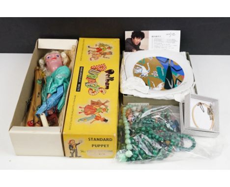 A small group of mixed collectables to include the Prince Charming Pelham Puppet, a group of eight necklaces and a set of Mas