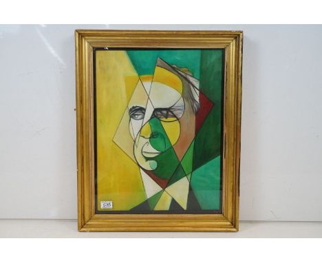 Framed Oil Painting Portrait of Man's face in abstract, 53cm x 41cm 