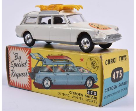 Corgi Toys Citroen Safari Olympic Winter Sports (475). In white with skis and poles to roof, 1964 Olympics Winter Sports deca