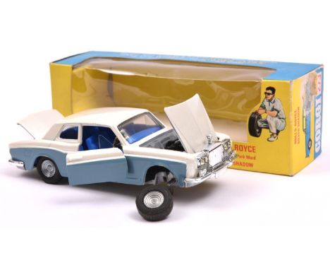 Corgi Toys 'Golden Jacks' series Rolls Royce Silver shadow (273). An example in metallic white over almost RAF blue, with blu