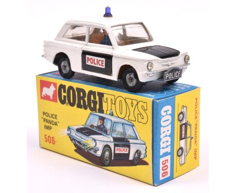 Corgi Toys POLICE Panda Imp (506). A Sunbeam Imp in white with black door panels and bonnet, POLICE on doors and light to roo