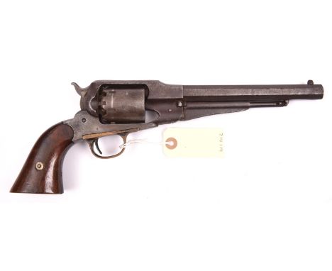 A 6 shot .44” Remington New Model Army SA percussion revolver,  number 91813, walnut grips, the left hand grip with inspector