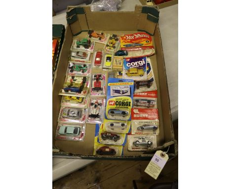 26x small scale vehicles by Husky, Corgi, Majorette, etc. Including; 3x Husky; 3, VW 1300 Police Car. 18, Plated Jaguar Mk.10