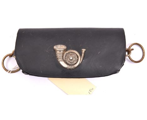An officer’s black leather pouch,  label inside states “5th West Riding Yorkshire Volunteer Corps”, silver plated rose in cen