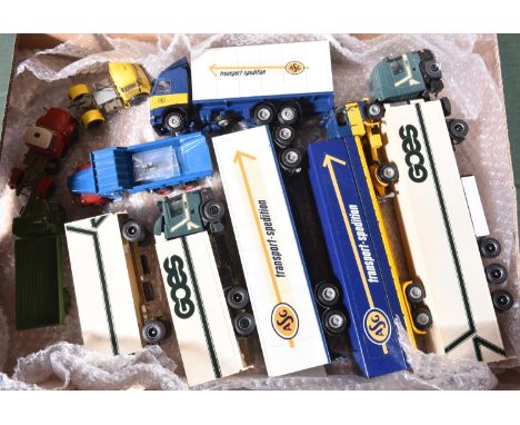 2 Tekno Trucks. 2 Scania -144L 2 axle tractor unit with a 3 axle refer trailer and another - 124L 3 axle refer box van, with 