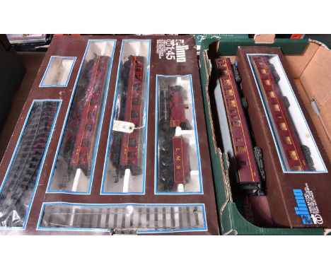 5x O Gauge LMS railway items by Lima. Including; an LMS train set comprising a Class 4F 0-6-0 tender locomotive, 4683, in mar