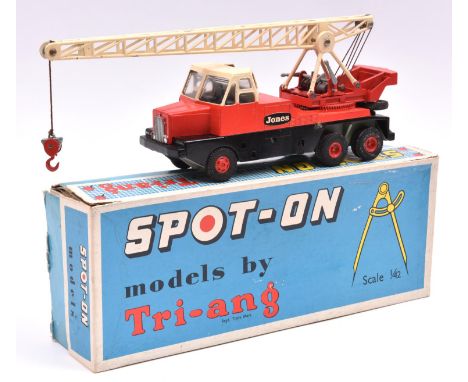 A Tri-ang Spot-On Jones Crane KL10/10 (117). In black and red, with white jib and Jones decals to sides and rear. Complete wi
