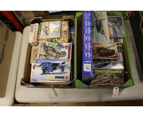 Quantity of various Airfix, Matchbox unmade kits. 1:72 and 1:144 scales Including a set 'The Historic Collection-3 aircraft k