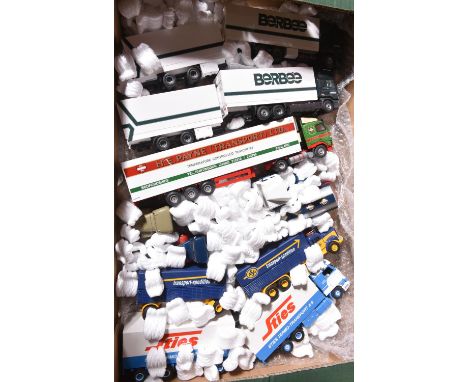 5 Modern Tekno Trucks. A Scania 144L forward control 3 axle box van with a 2 axle close-coupled drawbar box van trailer, in g