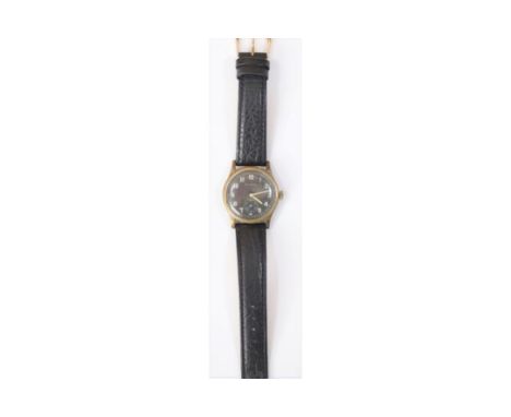 DH marked Helvetia wristwatch. Serial D6594H. Plated case with brushed finish, heavy wear to plating, 33mm not including crow