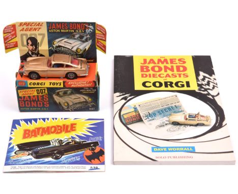 Corgi Toys James Bond's Aston Martin D.B.5 'From The James Bond Film 'Goldfinger'' (261). In metallic gold with red interior.