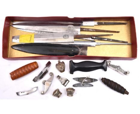 Various parts for Third Reich daggers:  blades comprise SA by Wagner &amp; Lange, Solingen (tip broken off but present), etch