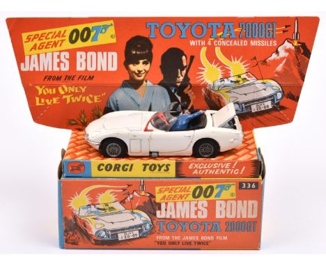 Corgi Toys James Bond Toyota 2000GT (336). In white with black interior, complete with both figures. Boxed with secret instru