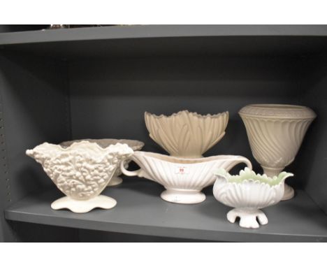 A selection of white glazed ceramic bowls and vase including Arthur Wood and Sylvac