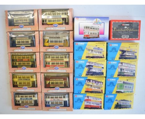 Twenty boxed Corgi diecast 1/76 scale tram models to include British Tram Company and limited edition Classics range examples